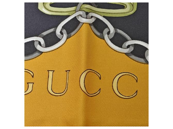 Sciarpa Gucci in seta gialla e nera Horsebit Giallo - vista 8