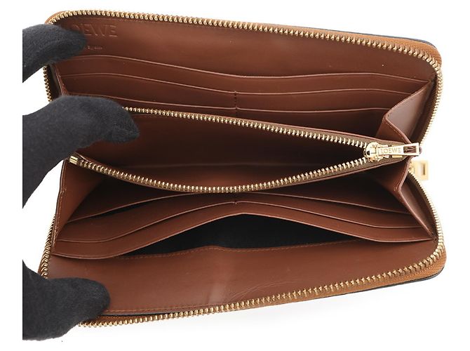 Cartera larga de cuero marrón Loewe Castaño - vista 4