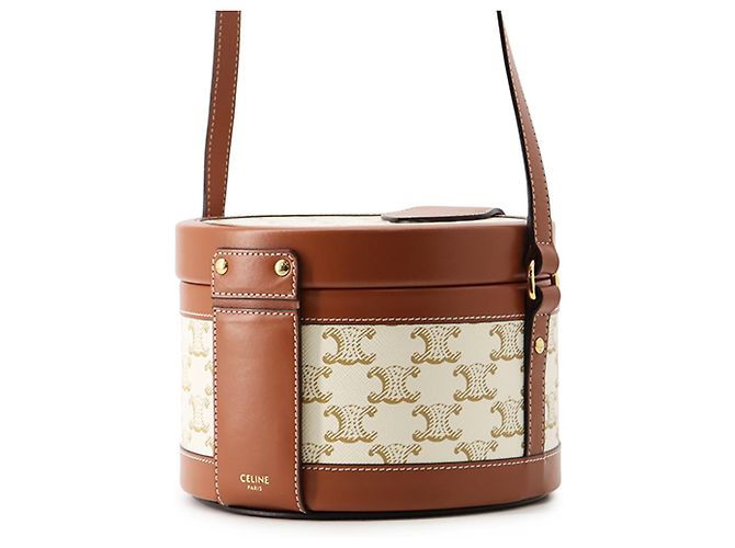 Céline Celine Triomphe Tambour Handtasche Medium Braun Weiß - Ansicht 2
