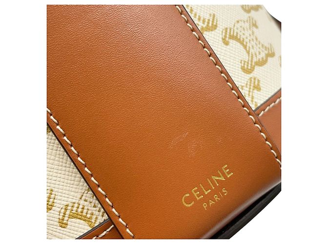 Céline Celine Triomphe Tambour Handtasche Medium Braun Weiß - Ansicht 7