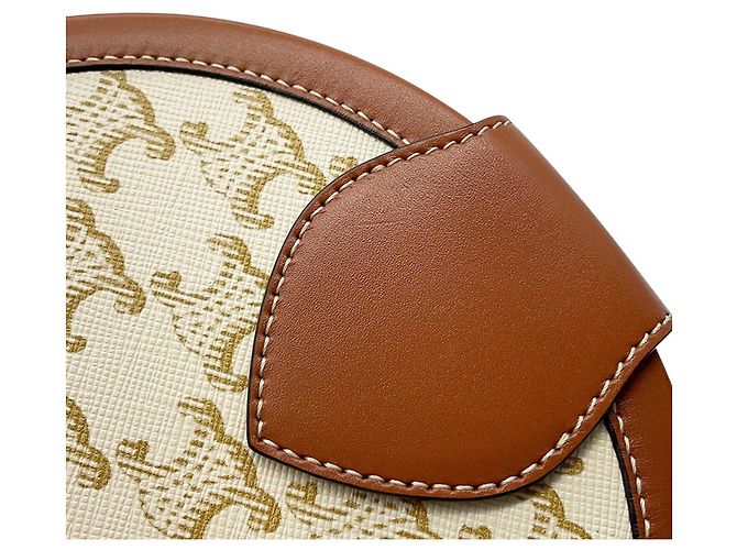 Céline Celine Triomphe Tambour Handtasche Medium Braun Weiß - Ansicht 8