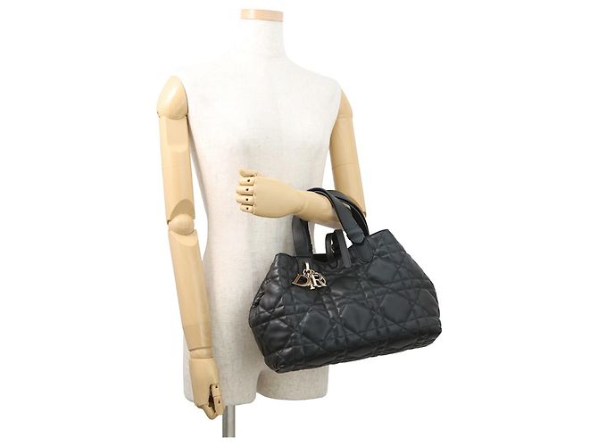 Borsa in pelle Christian Dior Macro Cannage Toujours Medium Nero - vista 4