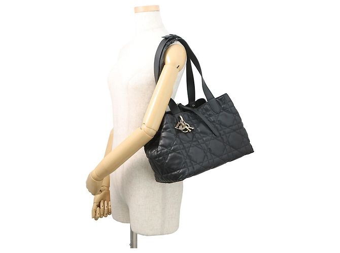 Borsa in pelle Christian Dior Macro Cannage Toujours Medium Nero - vista 5