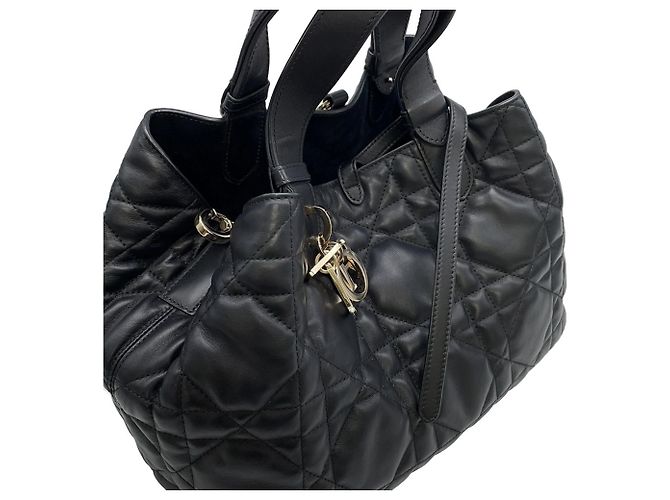 Borsa in pelle Christian Dior Macro Cannage Toujours Medium Nero - vista 7