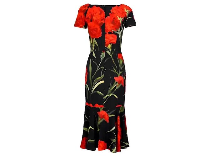 Dolce & Gabbana Blumenkleid mit Rüschensaum Schwarz Rot - Ansicht 8