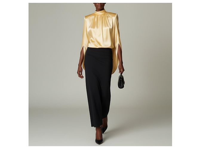 Thierry Mugler Mugler Blusa de seda amarilla con cuello alto Amarillo - vista 4