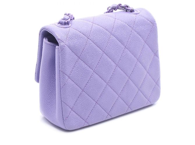 Borsa a Spalla Chanel Mini Matelassé Porpora - vista 2