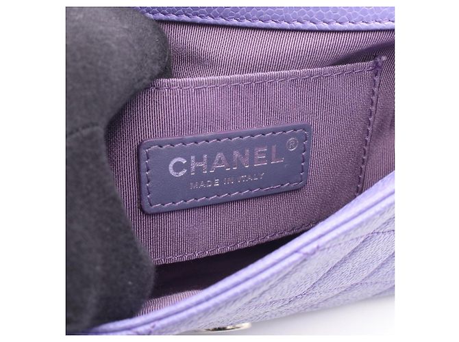 Borsa a Spalla Chanel Mini Matelassé Porpora - vista 4