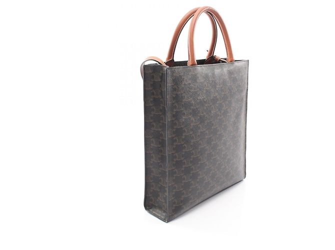 Céline Celine Small Vertical Cabas Triomphe Borsa Tote 2-Way Marrone Nero - vista 2