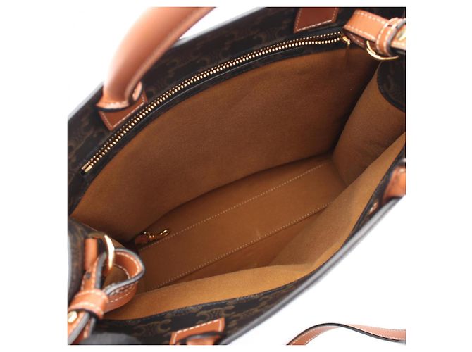 Céline Celine Small Vertical Cabas Triomphe Borsa Tote 2-Way Marrone Nero - vista 3