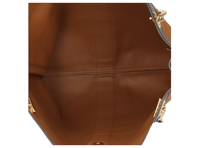 Borsa Tote Gucci Raja in Scamosciato e Pelle Marrone Nero - vista 8