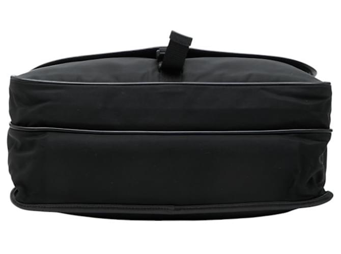 Borsa a tracolla messenger con placca logo Triangle Prada Nero - vista 3