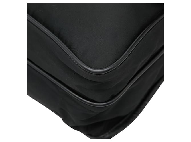 Borsa a tracolla messenger con placca logo Triangle Prada Nero - vista 4