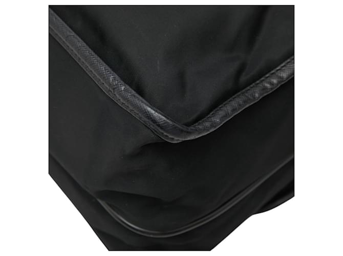Borsa a tracolla messenger con placca logo Triangle Prada Nero - vista 6
