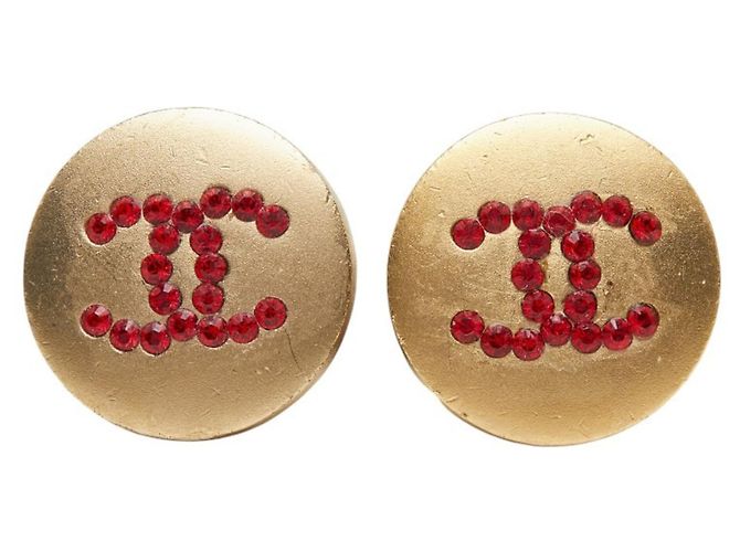 Chanel Coco Mark Gold Strass Clip-Ohrringe - Ansicht 2
