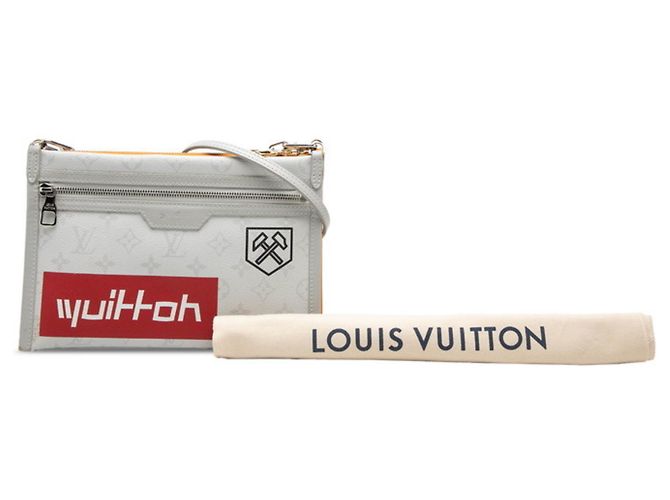 Borsa a tracolla con catena piatta Monogram Louis Vuitton Arancione Grigio - vista 9