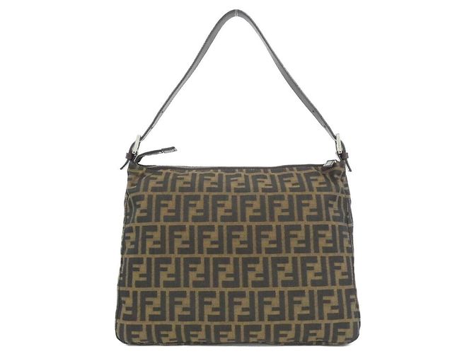 Borsa a tracolla Fendi 26425 in tela marrone - vista 2