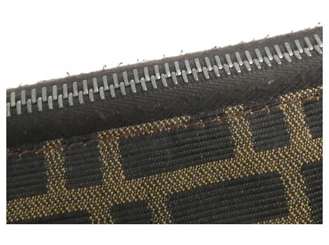 Borsa a tracolla Fendi 26425 in tela marrone - vista 4