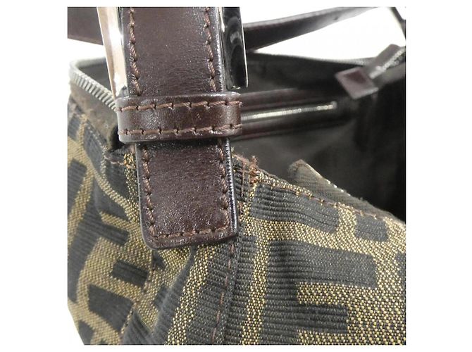 Borsa a tracolla Fendi 26425 in tela marrone - vista 5