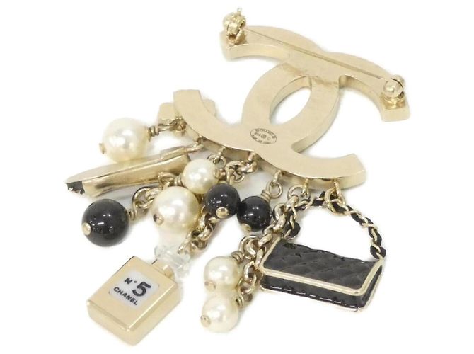 Spilla Chanel 61351 Nera Bianca Oro Perla Nero Bianco D'oro - vista 2