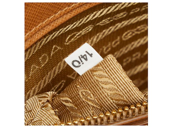 Borsa Prada Galleria Large Triangle Logo Plate Marrone Giallo - vista 10