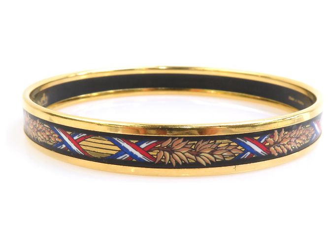 Hermès Bracciale rigido in smalto nero e oro Hermes D'oro - vista 2