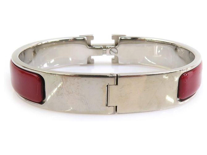 Hermès Hermes HERMES Pulseira Bangle Clic Clack H Prata Bordeaux - vista 3