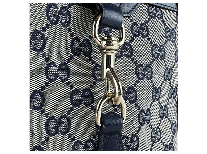 Sac à bandoulière Gucci en toile GG bleu marine et rouge - vue 11