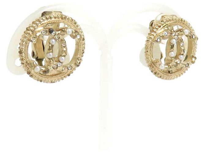 Orecchini a clip Chanel Oro e Bianco D'oro - vista 2