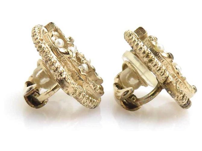 Orecchini a clip Chanel Oro e Bianco D'oro - vista 7
