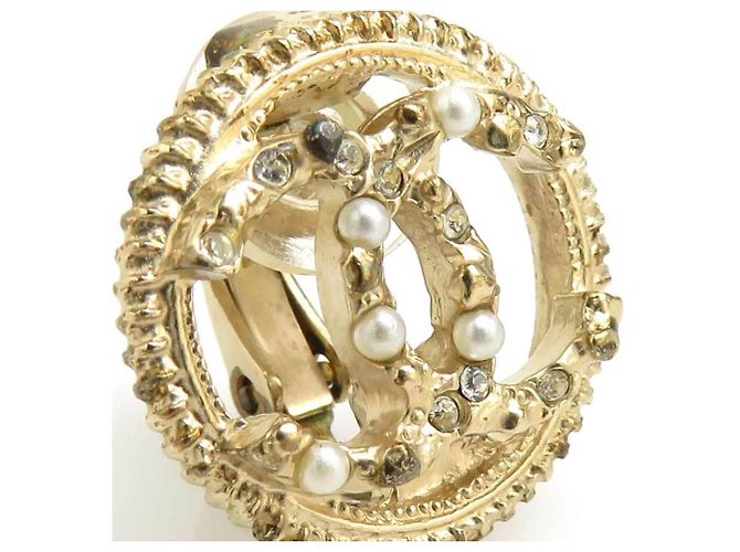 Orecchini a clip Chanel Oro e Bianco D'oro - vista 8