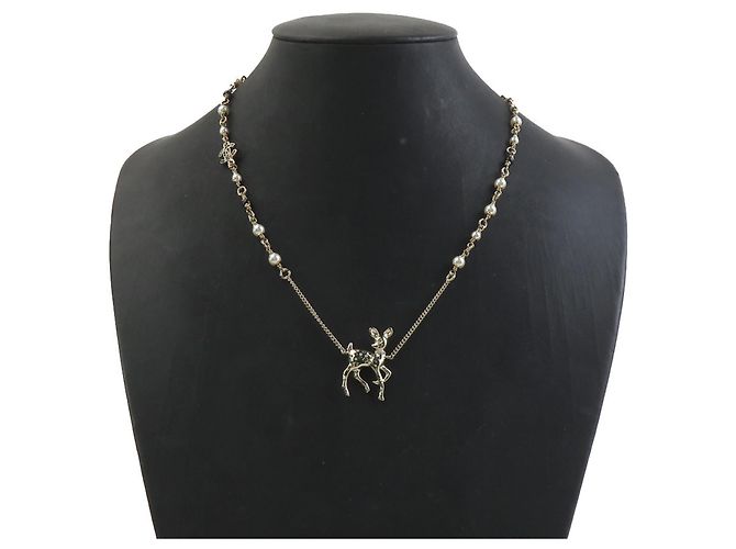 Collana Bambi Chanel D'oro Verde Bianco sporco - vista 10