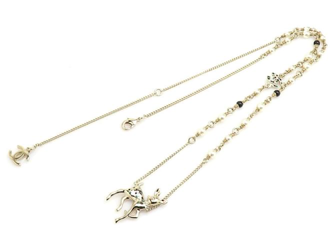 Collana Bambi Chanel D'oro Verde Bianco sporco - vista 9