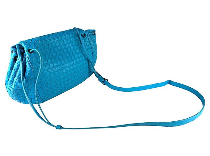 Borsa a tracolla in pelle Intrecciato blu Bottega Veneta - vista 10