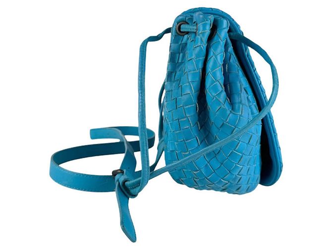 Borsa a tracolla in pelle Intrecciato blu Bottega Veneta - vista 2