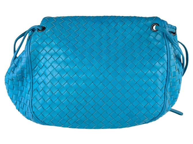 Borsa a tracolla in pelle Intrecciato blu Bottega Veneta - vista 3
