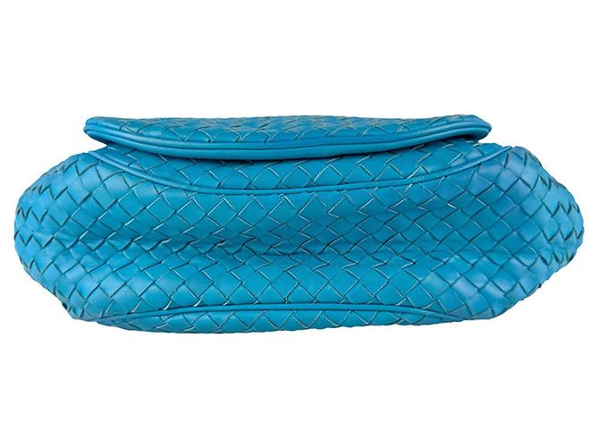 Borsa a tracolla in pelle Intrecciato blu Bottega Veneta - vista 4
