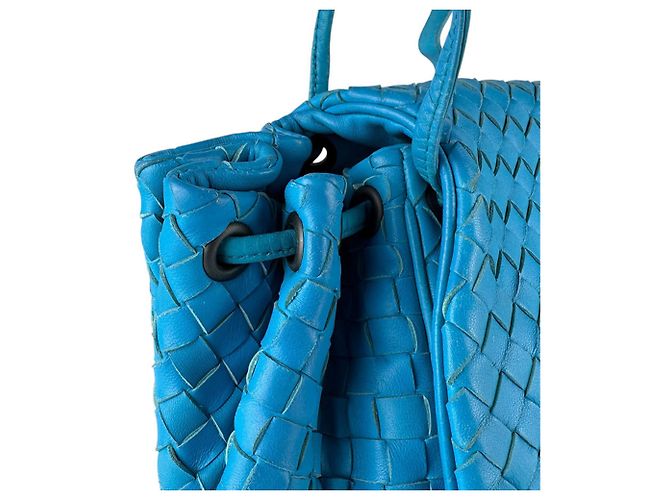 Borsa a tracolla in pelle Intrecciato blu Bottega Veneta - vista 6