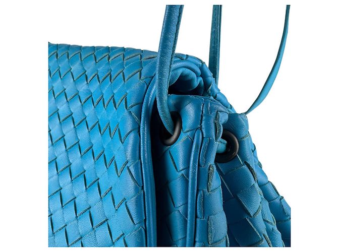 Borsa a tracolla in pelle Intrecciato blu Bottega Veneta - vista 7