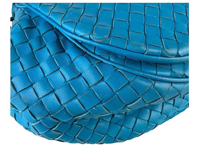 Borsa a tracolla in pelle Intrecciato blu Bottega Veneta - vista 8