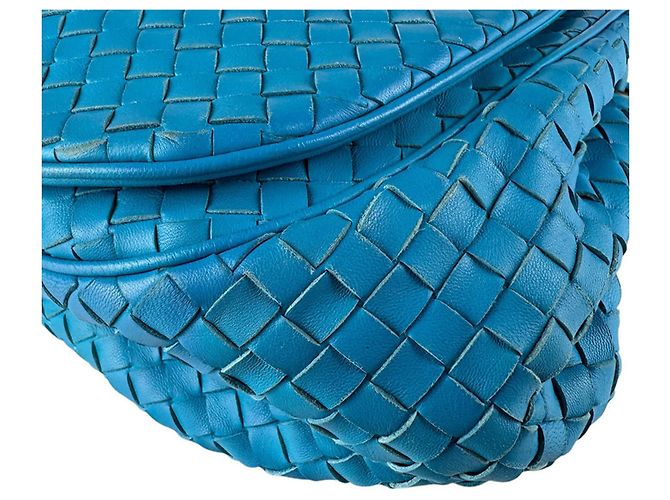 Borsa a tracolla in pelle Intrecciato blu Bottega Veneta - vista 9