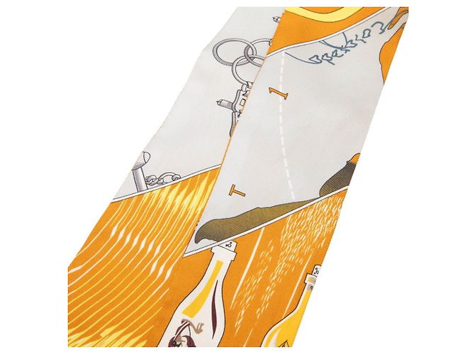 Hermès Sciarpa Hermes Twilly Caleche Mors et Bouteilles Marrone - vista 4