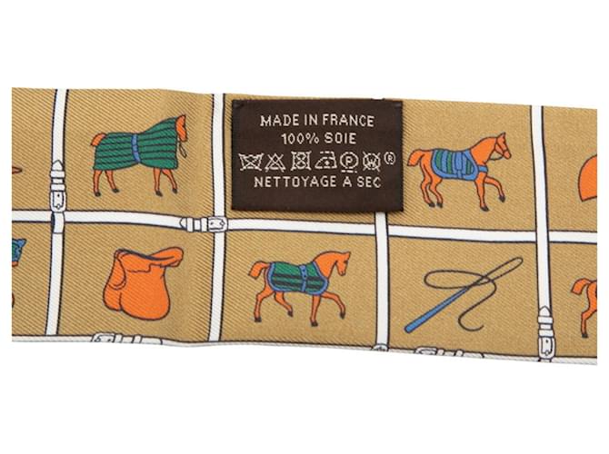 Hermès Sciarpa Twilly Hermes Horse Blanket Marrone - vista 5