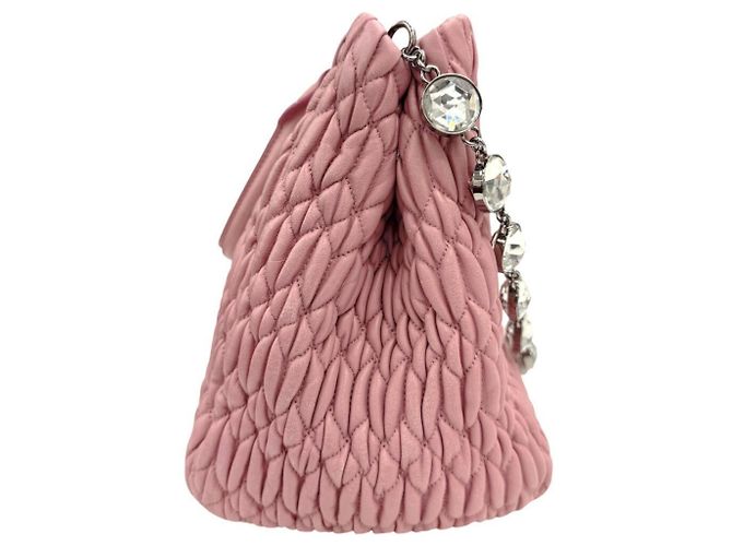 Borsa in pelle nappa matelassé Miu Miu Rosa - vista 3