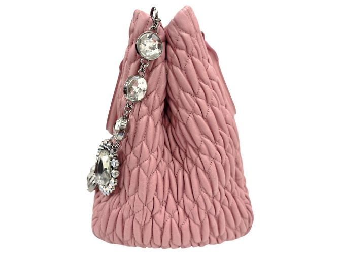 Borsa in pelle nappa matelassé Miu Miu Rosa - vista 4
