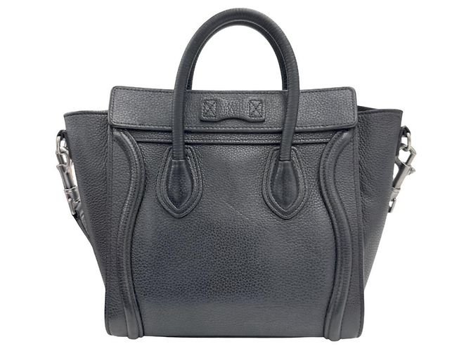 Céline Borsa a tracolla CELINE Luggage Nano Shopper in pelle nera Nero - view 2
