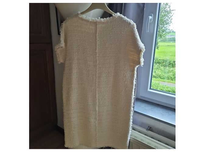Pomandère Ecru Bouclé Tweed Sommerkleid Roh - Ansicht 3