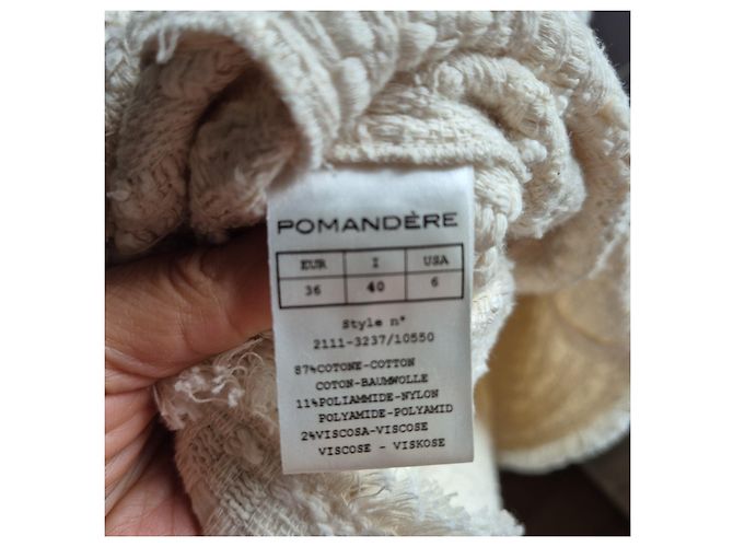 Pomandère Ecru Bouclé Tweed Sommerkleid Roh - Ansicht 4