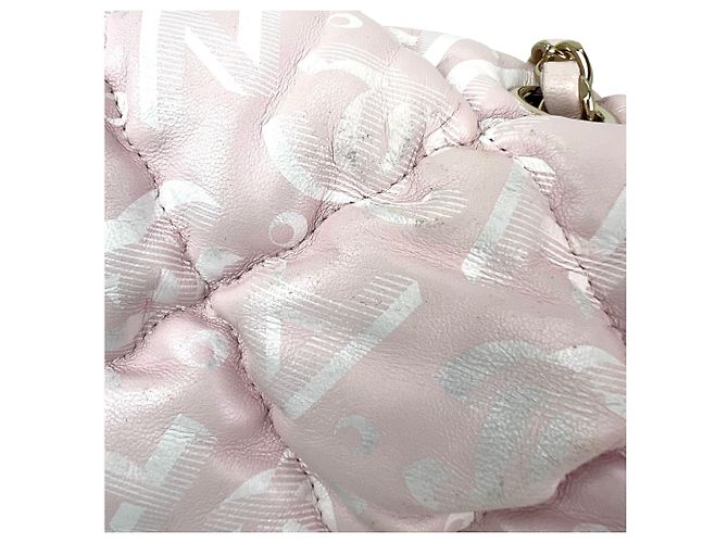 Chanel gesteppte Kalbsleder Tasche mit Print Medium Puffy Bubbly CC Pink - Ansicht 10