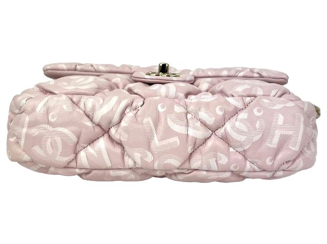 Chanel gesteppte Kalbsleder Tasche mit Print Medium Puffy Bubbly CC Pink - Ansicht 3